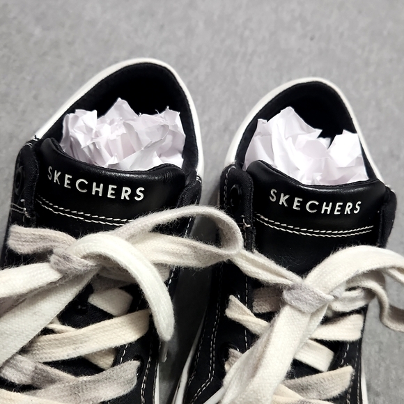 Vintage Y2K SKECHERS Chunky Puffy Platform Lug Sole Black Canvas Sneakers Shoes - Picture 8 of 17